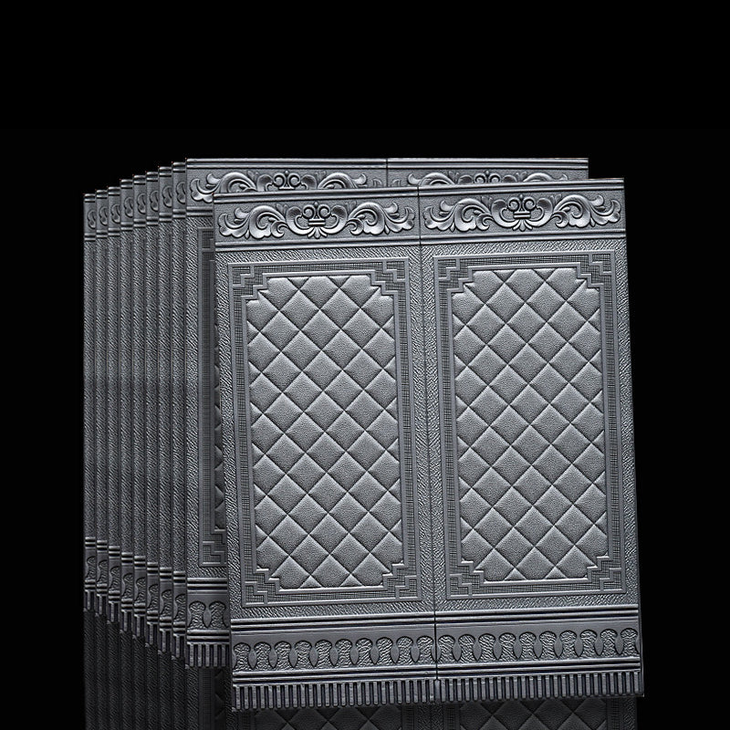 Contemporary Waterproof 3D Wainscoting Peel and Stick Indoor Wallboard Silver Gray 10-Piece Set Clearhalo 'Flooring 'Home Improvement' 'home_improvement' 'home_improvement_wall_paneling' 'Wall Paneling' 'wall_paneling' 'Walls & Ceilings' Walls and Ceiling' 7529606