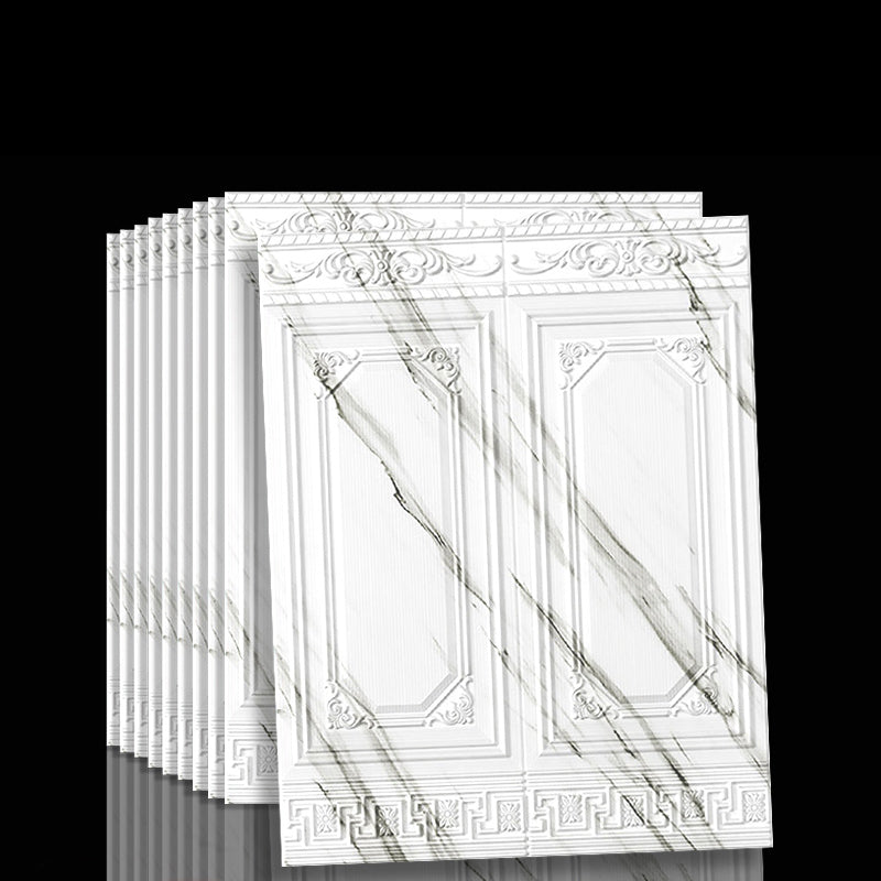 Contemporary Waterproof 3D Wainscoting Peel and Stick Indoor Wallboard White-Gray 10-Piece Set Clearhalo 'Flooring 'Home Improvement' 'home_improvement' 'home_improvement_wall_paneling' 'Wall Paneling' 'wall_paneling' 'Walls & Ceilings' Walls and Ceiling' 7529607