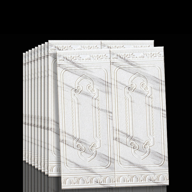 Contemporary Waterproof 3D Wainscoting Peel and Stick Indoor Wallboard Gray-White 10-Piece Set Clearhalo 'Flooring 'Home Improvement' 'home_improvement' 'home_improvement_wall_paneling' 'Wall Paneling' 'wall_paneling' 'Walls & Ceilings' Walls and Ceiling' 7529608