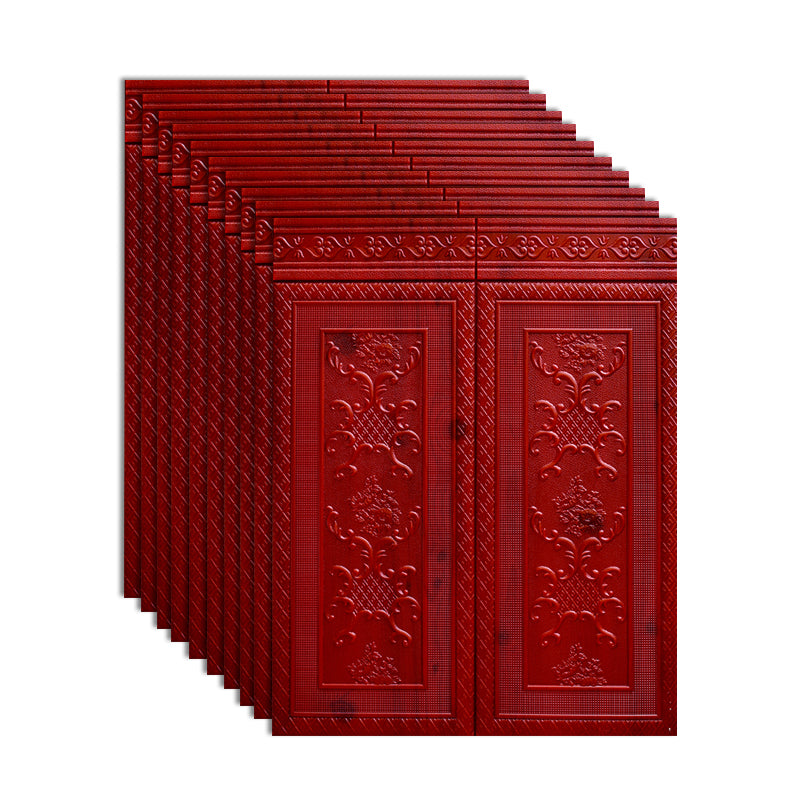 Peel and Press Backsplash Panels Waterproof Backsplash Panels for Living Room Red 10-Piece Set Clearhalo 'Flooring 'Home Improvement' 'home_improvement' 'home_improvement_wall_paneling' 'Wall Paneling' 'wall_paneling' 'Walls & Ceilings' Walls and Ceiling' 7529632