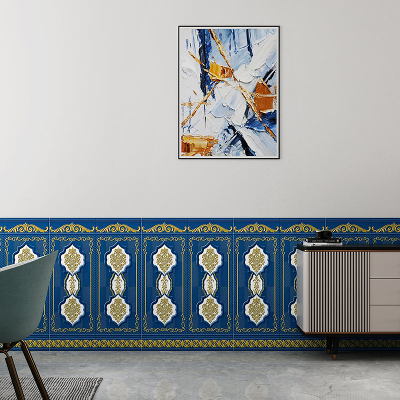 Peel and Press Backsplash Panels Waterproof Backsplash Panels for Living Room Blue Gold 10-Piece Set Clearhalo 'Flooring 'Home Improvement' 'home_improvement' 'home_improvement_wall_paneling' 'Wall Paneling' 'wall_paneling' 'Walls & Ceilings' Walls and Ceiling' 7529635