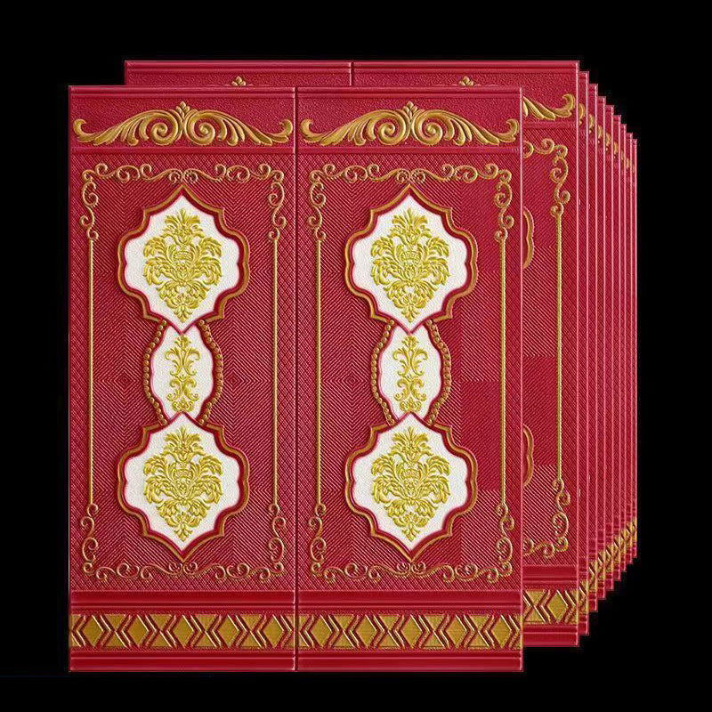 Peel and Press Backsplash Panels Waterproof Backsplash Panels for Living Room Red Gold 10-Piece Set Clearhalo 'Flooring 'Home Improvement' 'home_improvement' 'home_improvement_wall_paneling' 'Wall Paneling' 'wall_paneling' 'Walls & Ceilings' Walls and Ceiling' 7529642