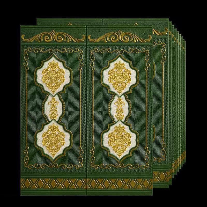 Peel and Press Backsplash Panels Waterproof Backsplash Panels for Living Room Green Gold 10-Piece Set Clearhalo 'Flooring 'Home Improvement' 'home_improvement' 'home_improvement_wall_paneling' 'Wall Paneling' 'wall_paneling' 'Walls & Ceilings' Walls and Ceiling' 7529646