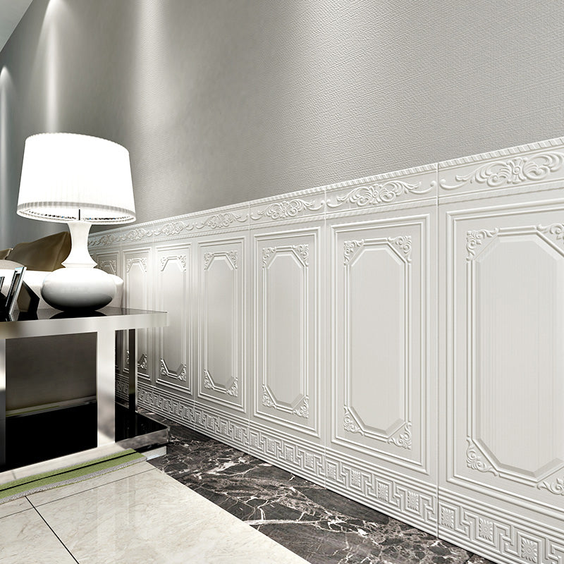 Glam Scratch Resistance Wainscoting 3D Peel and Stick Indoor Wallboard White 10-Piece Set Clearhalo 'Flooring 'Home Improvement' 'home_improvement' 'home_improvement_wall_paneling' 'Wall Paneling' 'wall_paneling' 'Walls & Ceilings' Walls and Ceiling' 7529669