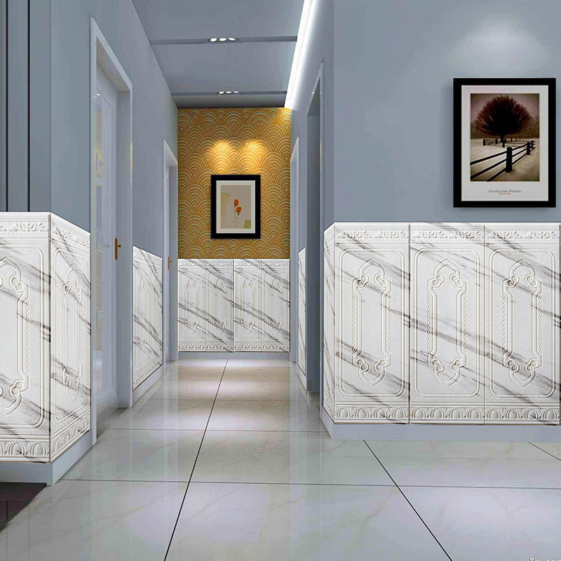 Glam Scratch Resistance Wainscoting 3D Peel and Stick Indoor Wallboard White-Gray 10-Piece Set Clearhalo 'Flooring 'Home Improvement' 'home_improvement' 'home_improvement_wall_paneling' 'Wall Paneling' 'wall_paneling' 'Walls & Ceilings' Walls and Ceiling' 7529674