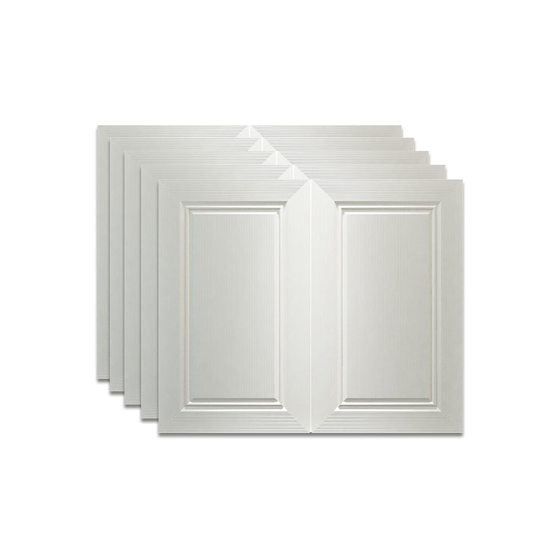 Scratch Resistance 3D Wainscoting Waterproof Peel and Stick Indoor Wallboard Ivory 5-Piece Set Clearhalo 'Flooring 'Home Improvement' 'home_improvement' 'home_improvement_wall_paneling' 'Wall Paneling' 'wall_paneling' 'Walls & Ceilings' Walls and Ceiling' 7529702