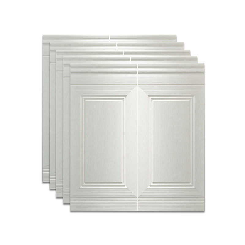 Scratch Resistance 3D Wainscoting Waterproof Peel and Stick Indoor Wallboard Gloss White 5-Piece Set Clearhalo 'Flooring 'Home Improvement' 'home_improvement' 'home_improvement_wall_paneling' 'Wall Paneling' 'wall_paneling' 'Walls & Ceilings' Walls and Ceiling' 7529706