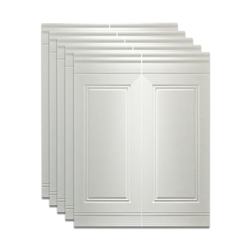 Scratch Resistance 3D Wainscoting Waterproof Peel and Stick Indoor Wallboard Textured White 5-Piece Set Clearhalo 'Flooring 'Home Improvement' 'home_improvement' 'home_improvement_wall_paneling' 'Wall Paneling' 'wall_paneling' 'Walls & Ceilings' Walls and Ceiling' 7529707