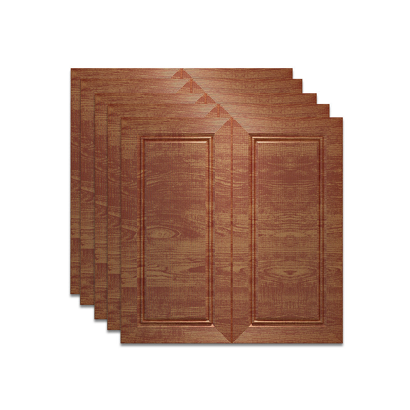Scratch Resistance 3D Wainscoting Waterproof Peel and Stick Indoor Wallboard Red Brown 5-Piece Set Clearhalo 'Flooring 'Home Improvement' 'home_improvement' 'home_improvement_wall_paneling' 'Wall Paneling' 'wall_paneling' 'Walls & Ceilings' Walls and Ceiling' 7529710
