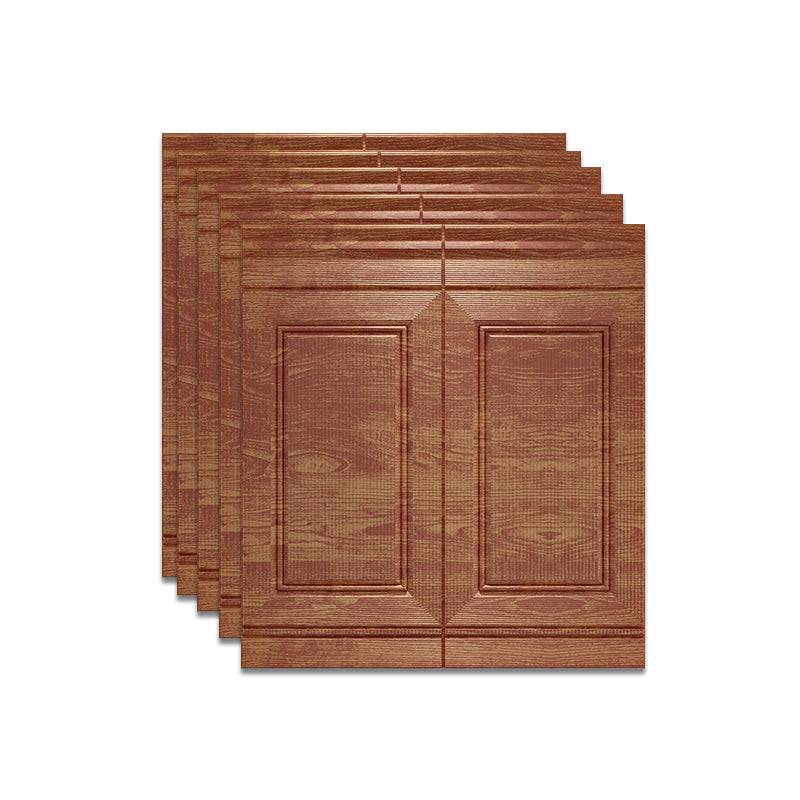 Scratch Resistance 3D Wainscoting Waterproof Peel and Stick Indoor Wallboard Red Wood 5-Piece Set Clearhalo 'Flooring 'Home Improvement' 'home_improvement' 'home_improvement_wall_paneling' 'Wall Paneling' 'wall_paneling' 'Walls & Ceilings' Walls and Ceiling' 7529718