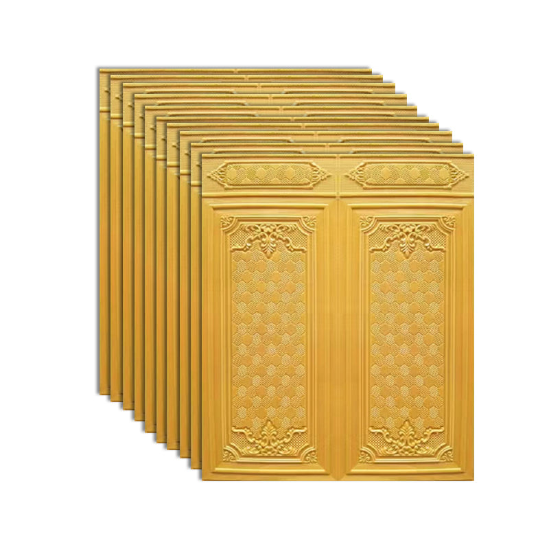 Modern 3D Wainscoting Waterproof Peel and Stick Indoor Wallboard Gold 10-Piece Set Clearhalo 'Flooring 'Home Improvement' 'home_improvement' 'home_improvement_wall_paneling' 'Wall Paneling' 'wall_paneling' 'Walls & Ceilings' Walls and Ceiling' 7529732