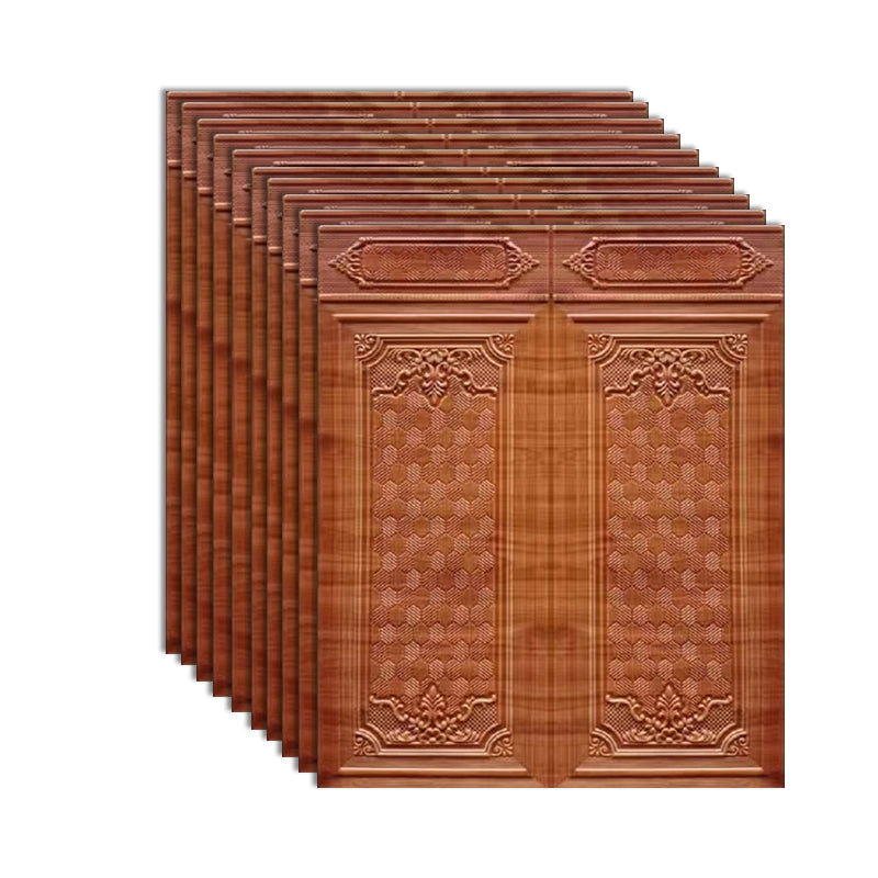 Modern 3D Wainscoting Waterproof Peel and Stick Indoor Wallboard Red Brown 10-Piece Set Clearhalo 'Flooring 'Home Improvement' 'home_improvement' 'home_improvement_wall_paneling' 'Wall Paneling' 'wall_paneling' 'Walls & Ceilings' Walls and Ceiling' 7529737