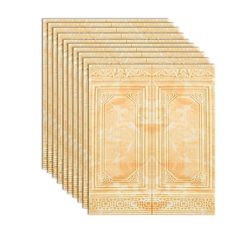 Modern 3D Wainscoting Waterproof Peel and Stick Indoor Wallboard Yellow White 10-Piece Set Clearhalo 'Flooring 'Home Improvement' 'home_improvement' 'home_improvement_wall_paneling' 'Wall Paneling' 'wall_paneling' 'Walls & Ceilings' Walls and Ceiling' 7529747