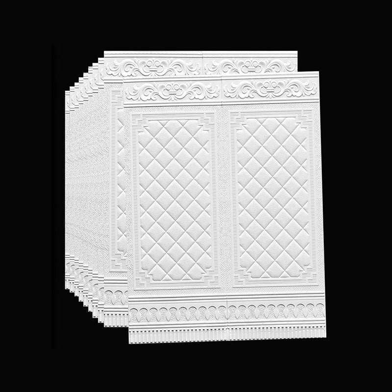 Modern 3D Wainscoting Waterproof Peel and Stick Indoor Wallboard Pearl White 10-Piece Set Clearhalo 'Flooring 'Home Improvement' 'home_improvement' 'home_improvement_wall_paneling' 'Wall Paneling' 'wall_paneling' 'Walls & Ceilings' Walls and Ceiling' 7529755