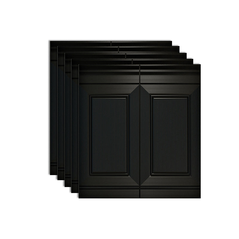 Modern Waterproof 3D Wainscoting Peel and Stick Indoor Wallboard Black 5-Piece Set Clearhalo 'Flooring 'Home Improvement' 'home_improvement' 'home_improvement_wall_paneling' 'Wall Paneling' 'wall_paneling' 'Walls & Ceilings' Walls and Ceiling' 7529808