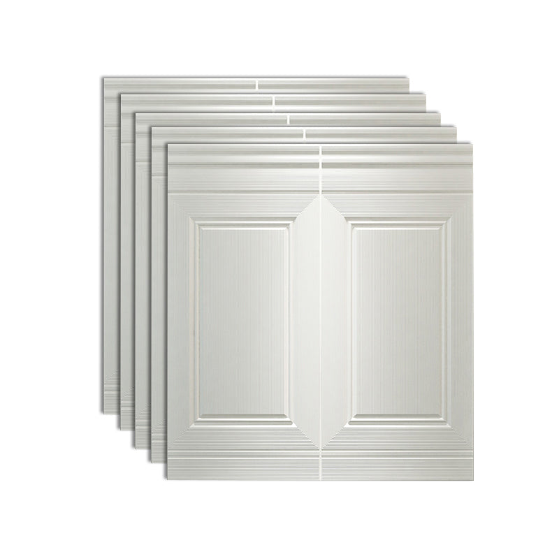 Modern Waterproof 3D Wainscoting Peel and Stick Indoor Wallboard Ivory 5-Piece Set Clearhalo 'Flooring 'Home Improvement' 'home_improvement' 'home_improvement_wall_paneling' 'Wall Paneling' 'wall_paneling' 'Walls & Ceilings' Walls and Ceiling' 7529811
