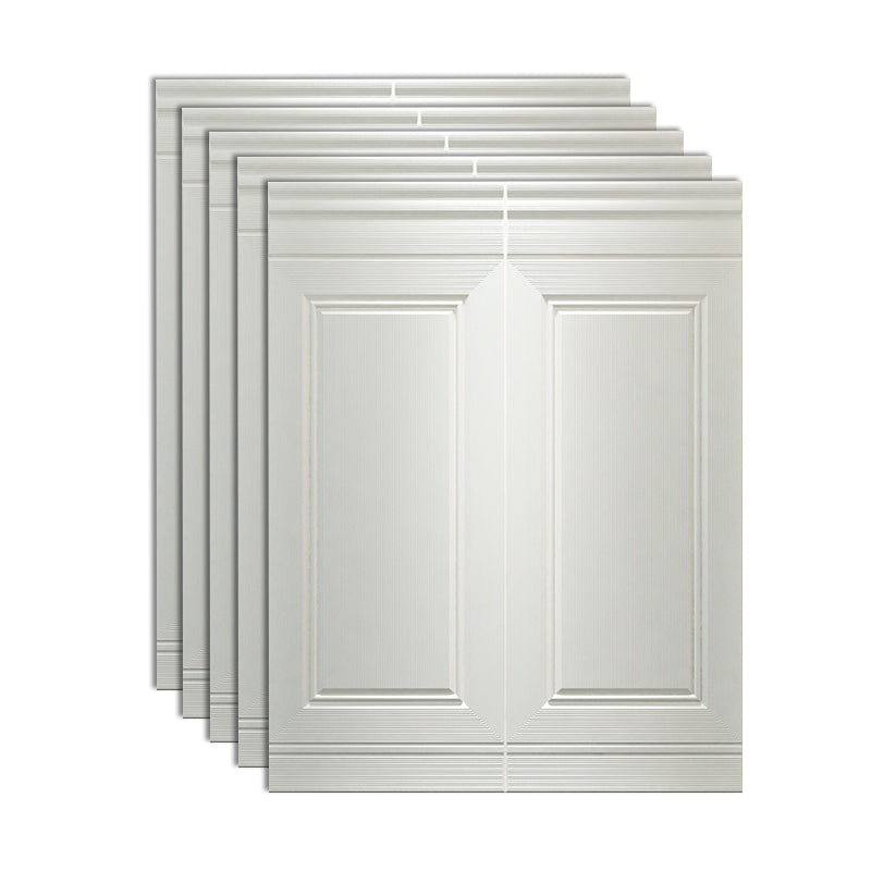 Modern Waterproof 3D Wainscoting Peel and Stick Indoor Wallboard Gloss White 5-Piece Set Clearhalo 'Flooring 'Home Improvement' 'home_improvement' 'home_improvement_wall_paneling' 'Wall Paneling' 'wall_paneling' 'Walls & Ceilings' Walls and Ceiling' 7529814