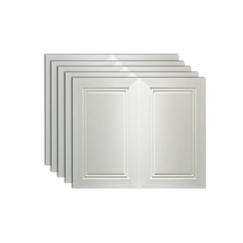 Modern Waterproof 3D Wainscoting Peel and Stick Indoor Wallboard Textured White 5-Piece Set Clearhalo 'Flooring 'Home Improvement' 'home_improvement' 'home_improvement_wall_paneling' 'Wall Paneling' 'wall_paneling' 'Walls & Ceilings' Walls and Ceiling' 7529816