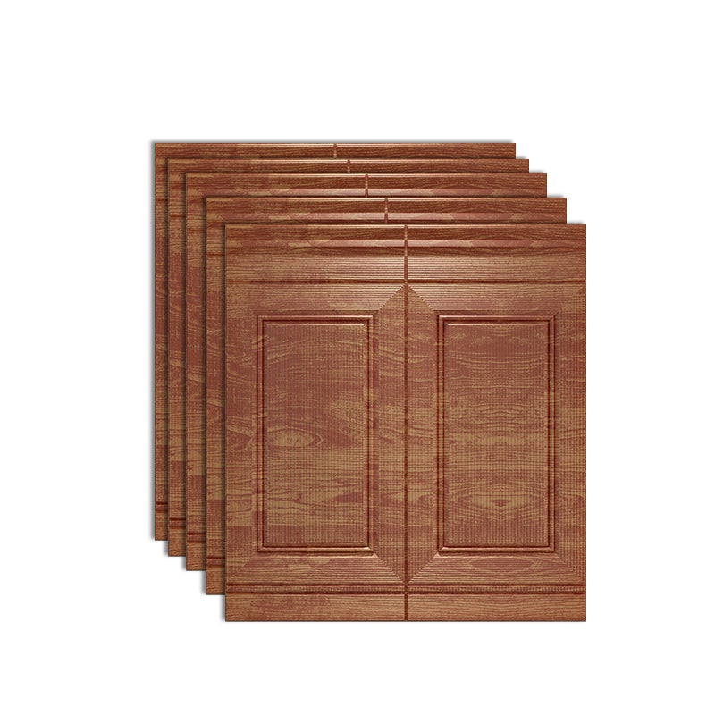 Modern Waterproof 3D Wainscoting Peel and Stick Indoor Wallboard Red Brown 5-Piece Set Clearhalo 'Flooring 'Home Improvement' 'home_improvement' 'home_improvement_wall_paneling' 'Wall Paneling' 'wall_paneling' 'Walls & Ceilings' Walls and Ceiling' 7529818