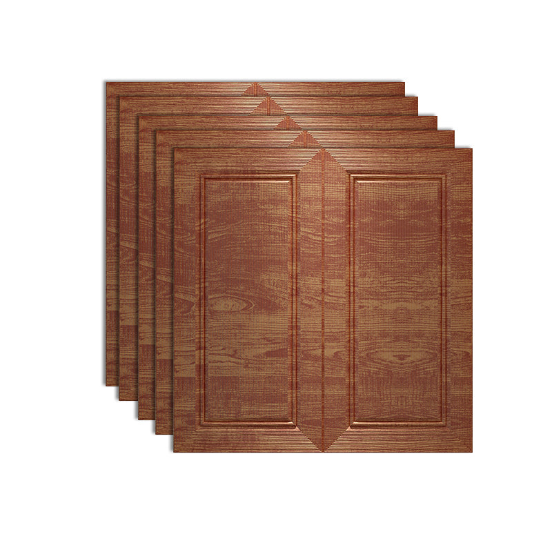 Modern Waterproof 3D Wainscoting Peel and Stick Indoor Wallboard Red Wood 5-Piece Set Clearhalo 'Flooring 'Home Improvement' 'home_improvement' 'home_improvement_wall_paneling' 'Wall Paneling' 'wall_paneling' 'Walls & Ceilings' Walls and Ceiling' 7529823