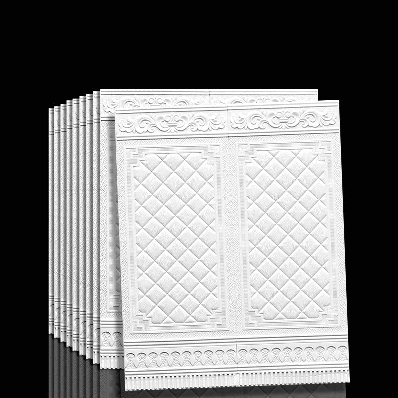 Contemporary Waterproof Wainscoting Peel and Stick Indoor Wallboard Textured White 10-Piece Set Clearhalo 'Flooring 'Home Improvement' 'home_improvement' 'home_improvement_wall_paneling' 'Wall Paneling' 'wall_paneling' 'Walls & Ceilings' Walls and Ceiling' 7529843