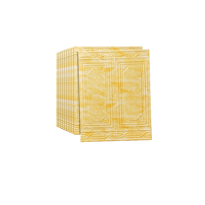 3D Backsplash Panels Waterproof Self-Adhesive Backsplash Panels Yellow 10-Piece Set Clearhalo 'Flooring 'Home Improvement' 'home_improvement' 'home_improvement_wall_paneling' 'Wall Paneling' 'wall_paneling' 'Walls & Ceilings' Walls and Ceiling' 7529920