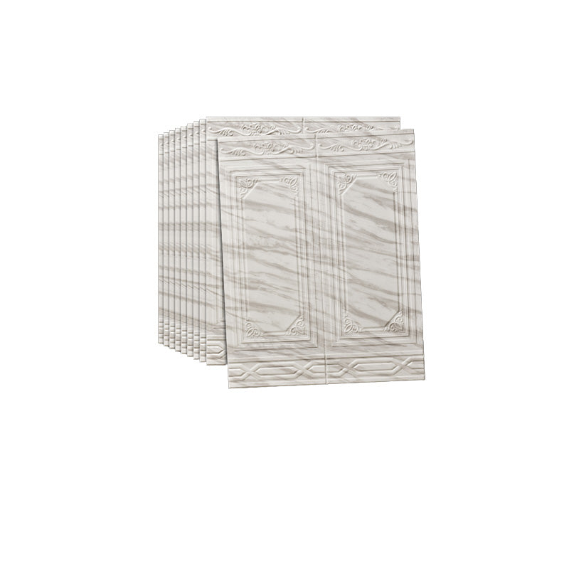3D Backsplash Panels Waterproof Self-Adhesive Backsplash Panels White-Gray 10-Piece Set Clearhalo 'Flooring 'Home Improvement' 'home_improvement' 'home_improvement_wall_paneling' 'Wall Paneling' 'wall_paneling' 'Walls & Ceilings' Walls and Ceiling' 7529921