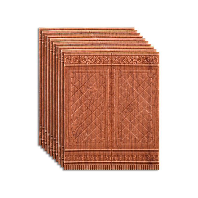 Plastic Wall Access Panel 3D Backsplash Panels with Stain Resistant Red Wood 10-Piece Set Clearhalo 'Flooring 'Home Improvement' 'home_improvement' 'home_improvement_wall_paneling' 'Wall Paneling' 'wall_paneling' 'Walls & Ceilings' Walls and Ceiling' 7529950