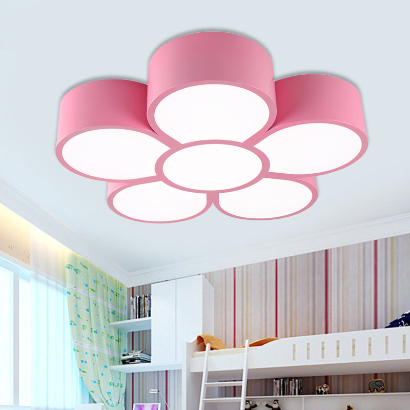 Yellow/Red/Pink Floral Ceiling Lighting Kids Style Acrylic LED Flush Mount Fixture for Living Room Pink Clearhalo 'Ceiling Lights' 'Close To Ceiling Lights' 'Close to ceiling' 'Flush mount' Lighting' 753589