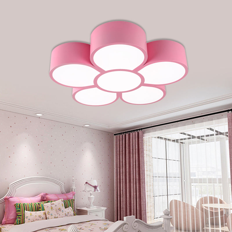 Yellow/Red/Pink Floral Ceiling Lighting Kids Style Acrylic LED Flush Mount Fixture for Living Room Clearhalo 'Ceiling Lights' 'Close To Ceiling Lights' 'Close to ceiling' 'Flush mount' Lighting' 753590