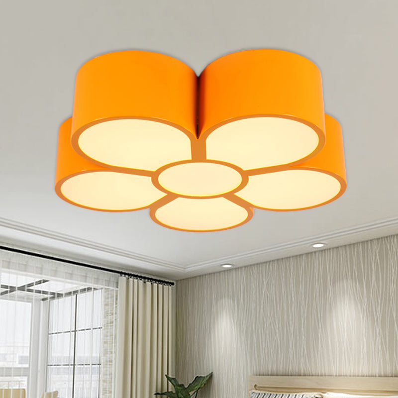 Yellow/Red/Pink Floral Ceiling Lighting Kids Style Acrylic LED Flush Mount Fixture for Living Room Yellow Clearhalo 'Ceiling Lights' 'Close To Ceiling Lights' 'Close to ceiling' 'Flush mount' Lighting' 753593