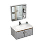 Single Bathroom Vanity Glam Gray Metal Frame Rectangular Wall Mount Vanity Set Vanity & Faucet & Mirror Cabinet https: res.litfad.com site img item 2023 02 02 7539077 1200x1200.jpg Ceramic Clearhalo 'Bathroom Remodel & Bathroom Fixtures' 'Bathroom Vanities' 'bathroom_vanities' 'Home Improvement' 'home_improvement' 'home_improvement_bathroom_vanities' 7539077