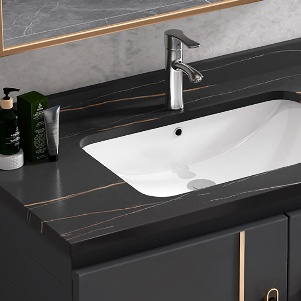 Rectangular Bathroom Vanity Modern Black Metal Frame Single Vanity Set Clearhalo 'Bathroom Remodel & Bathroom Fixtures' 'Bathroom Vanities' 'bathroom_vanities' 'Home Improvement' 'home_improvement' 'home_improvement_bathroom_vanities' 7539101