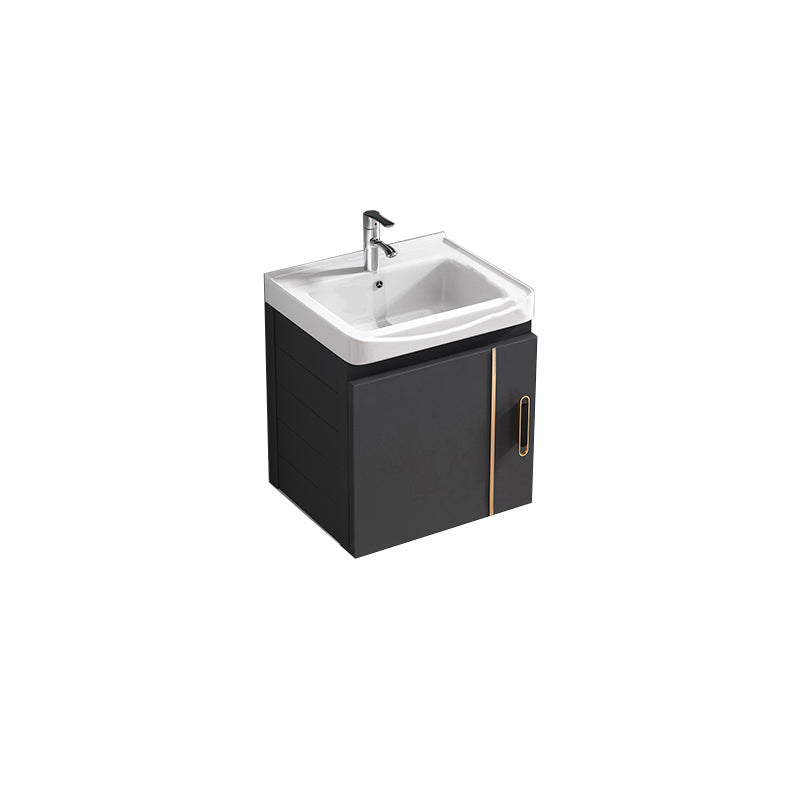 Rectangular Bathroom Vanity Modern Black Metal Frame Single Vanity Set Vanity & Faucet 17"L x 14"W x 16"H Clearhalo 'Bathroom Remodel & Bathroom Fixtures' 'Bathroom Vanities' 'bathroom_vanities' 'Home Improvement' 'home_improvement' 'home_improvement_bathroom_vanities' 7539116