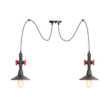 Iron Black Multi Light Chandelier Saucer 2/3/6 Heads Antiqued Swag Ceiling Pendant Lamp with Valve Decor Clearhalo 'Art Deco Pendants' 'Black' 'Cast Iron' 'Ceiling Lights' 'Ceramic' 'Crystal' 'Industrial Pendants' 'Industrial' 'Metal' 'Middle Century Pendants' 'Pendant Lights' 'Pendants' 'Rustic Pendants' 'Tiffany' Lighting' 753912