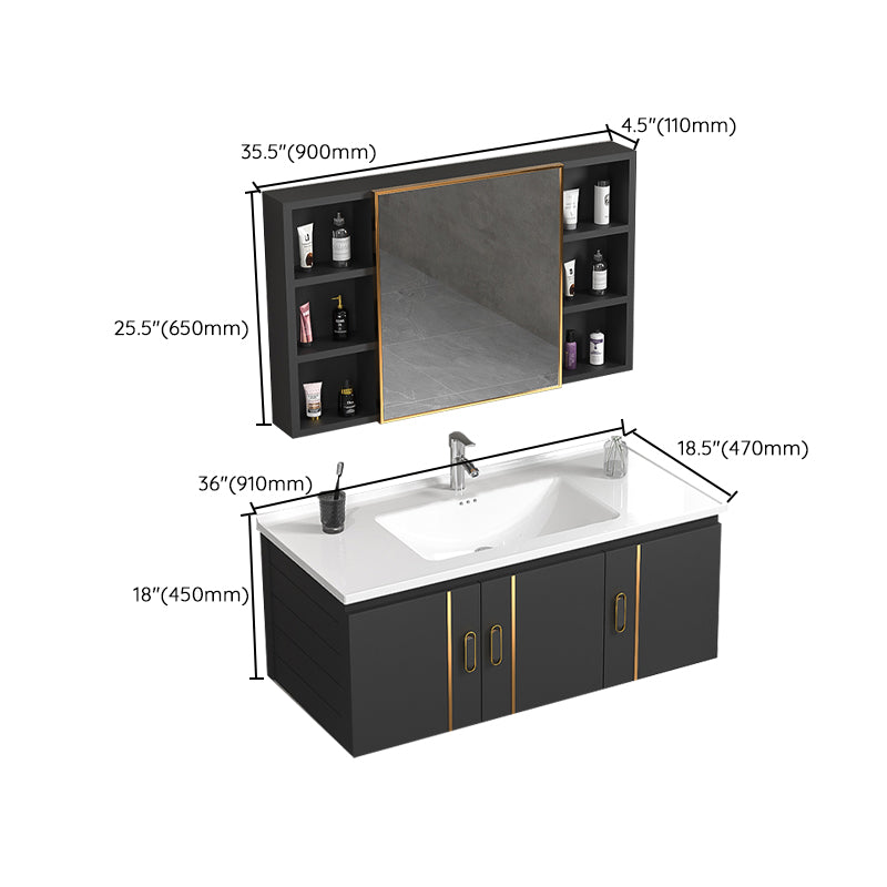 Rectangular Bathroom Vanity Modern Black Metal Frame Single Vanity Set Clearhalo 'Bathroom Remodel & Bathroom Fixtures' 'Bathroom Vanities' 'bathroom_vanities' 'Home Improvement' 'home_improvement' 'home_improvement_bathroom_vanities' 7539131