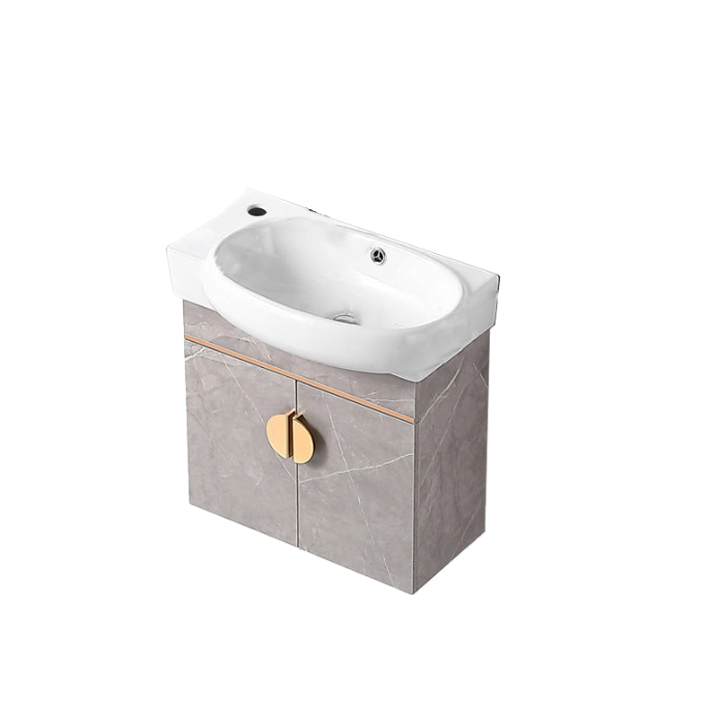 Rectangular Glam Sink Vanity Ceramic Single Wall Mount Vanity Set Bathroom Vanity 20"L x 12"W x 20"H Left Clearhalo 'Bathroom Remodel & Bathroom Fixtures' 'Bathroom Vanities' 'bathroom_vanities' 'Home Improvement' 'home_improvement' 'home_improvement_bathroom_vanities' 7539136