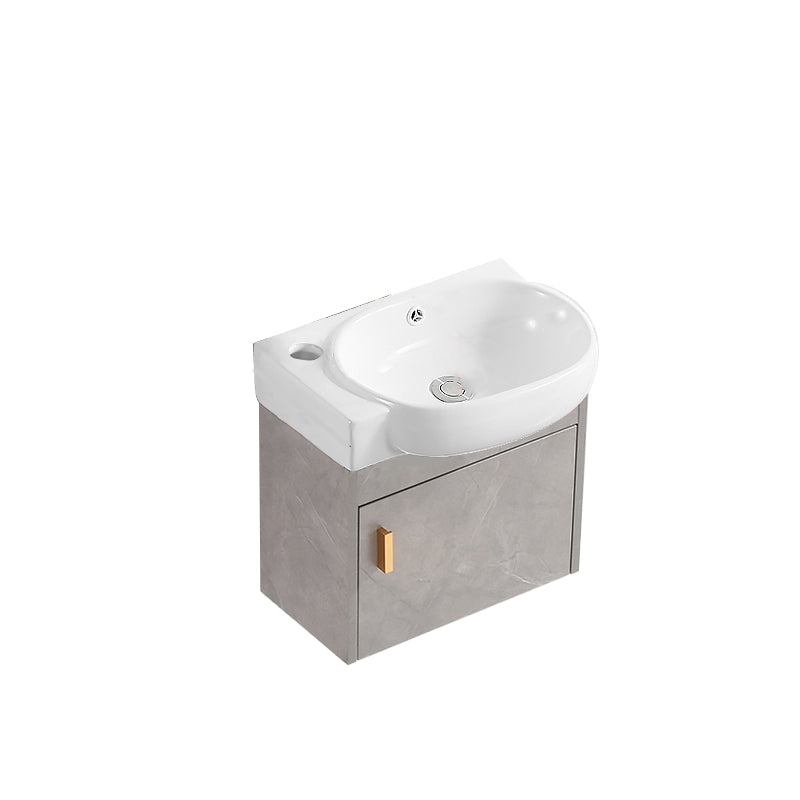 Rectangular Glam Sink Vanity Ceramic Single Wall Mount Vanity Set Bathroom Vanity 17"L x 11"W x 15"H Left Clearhalo 'Bathroom Remodel & Bathroom Fixtures' 'Bathroom Vanities' 'bathroom_vanities' 'Home Improvement' 'home_improvement' 'home_improvement_bathroom_vanities' 7539137