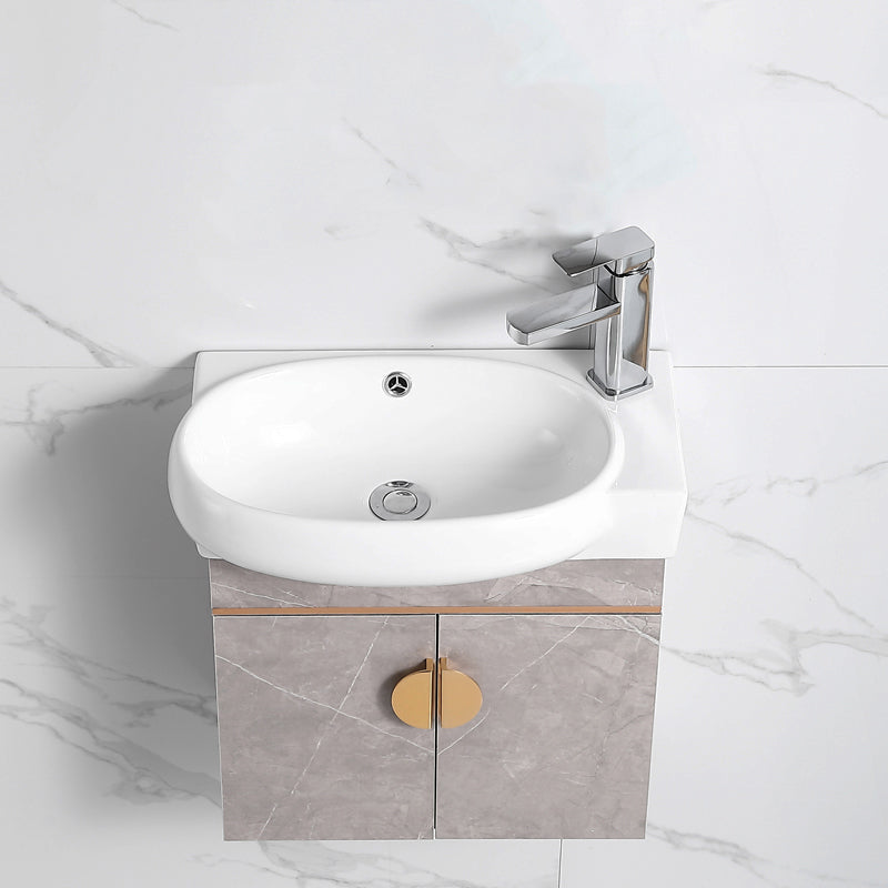 Rectangular Glam Sink Vanity Ceramic Single Wall Mount Vanity Set Clearhalo 'Bathroom Remodel & Bathroom Fixtures' 'Bathroom Vanities' 'bathroom_vanities' 'Home Improvement' 'home_improvement' 'home_improvement_bathroom_vanities' 7539140