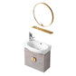Rectangular Glam Sink Vanity Ceramic Single Wall Mount Vanity Set Vanity & Faucet & Round Mirror 20"L x 12"W x 20"H Left Clearhalo 'Bathroom Remodel & Bathroom Fixtures' 'Bathroom Vanities' 'bathroom_vanities' 'Home Improvement' 'home_improvement' 'home_improvement_bathroom_vanities' 7539148