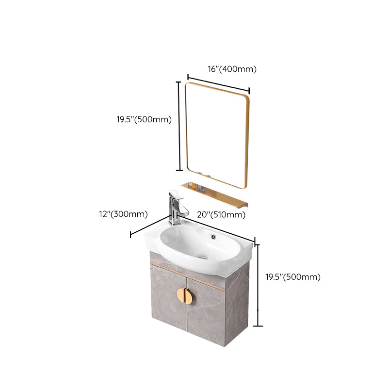 Rectangular Glam Sink Vanity Ceramic Single Wall Mount Vanity Set Clearhalo 'Bathroom Remodel & Bathroom Fixtures' 'Bathroom Vanities' 'bathroom_vanities' 'Home Improvement' 'home_improvement' 'home_improvement_bathroom_vanities' 7539173