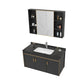 Glam Single Sink Vanity Metal Frame Rectangular Wall Mount Bath Vanity Vanity & Faucet & Mirror Cabinet https: res.litfad.com site img item 2023 02 12 7539184 1200x1200.jpg Black Clearhalo 'Bathroom Remodel & Bathroom Fixtures' 'Bathroom Vanities' 'bathroom_vanities' 'Home Improvement' 'home_improvement' 'home_improvement_bathroom_vanities' 7539184