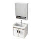 Glam Single Sink Vanity Metal Frame Rectangular Wall Mount Bath Vanity Vanity & Faucet & Mirror Cabinet https: res.litfad.com site img item 2023 02 10 7539202 1200x1200.jpg White Clearhalo 'Bathroom Remodel & Bathroom Fixtures' 'Bathroom Vanities' 'bathroom_vanities' 'Home Improvement' 'home_improvement' 'home_improvement_bathroom_vanities' 7539197