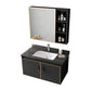 Glam Single Sink Vanity Metal Frame Rectangular Wall Mount Bath Vanity Vanity & Faucet & Mirror Cabinet https: res.litfad.com site img item 2023 02 21 7539198 1200x1200.jpg Black Clearhalo 'Bathroom Remodel & Bathroom Fixtures' 'Bathroom Vanities' 'bathroom_vanities' 'Home Improvement' 'home_improvement' 'home_improvement_bathroom_vanities' 7539198