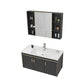 Glam Single Sink Vanity Metal Frame Rectangular Wall Mount Bath Vanity Vanity & Faucet & Mirror Cabinet https: res.litfad.com site img item 2023 02 06 7539199 1200x1200.jpg Black Clearhalo 'Bathroom Remodel & Bathroom Fixtures' 'Bathroom Vanities' 'bathroom_vanities' 'Home Improvement' 'home_improvement' 'home_improvement_bathroom_vanities' 7539199