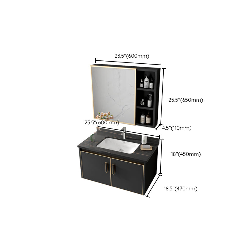 Glam Single Sink Vanity Metal Frame Rectangular Wall Mount Bath Vanity Clearhalo 'Bathroom Remodel & Bathroom Fixtures' 'Bathroom Vanities' 'bathroom_vanities' 'Home Improvement' 'home_improvement' 'home_improvement_bathroom_vanities' 7539212