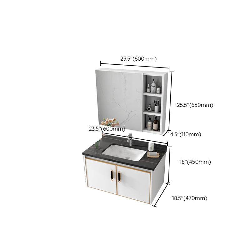 Glam Single Sink Vanity Metal Frame Rectangular Wall Mount Bath Vanity Clearhalo 'Bathroom Remodel & Bathroom Fixtures' 'Bathroom Vanities' 'bathroom_vanities' 'Home Improvement' 'home_improvement' 'home_improvement_bathroom_vanities' 7539213