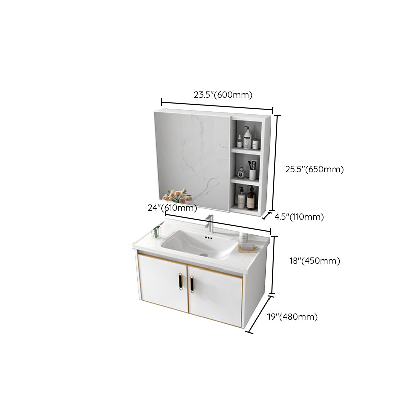 Glam Single Sink Vanity Metal Frame Rectangular Wall Mount Bath Vanity Clearhalo 'Bathroom Remodel & Bathroom Fixtures' 'Bathroom Vanities' 'bathroom_vanities' 'Home Improvement' 'home_improvement' 'home_improvement_bathroom_vanities' 7539215