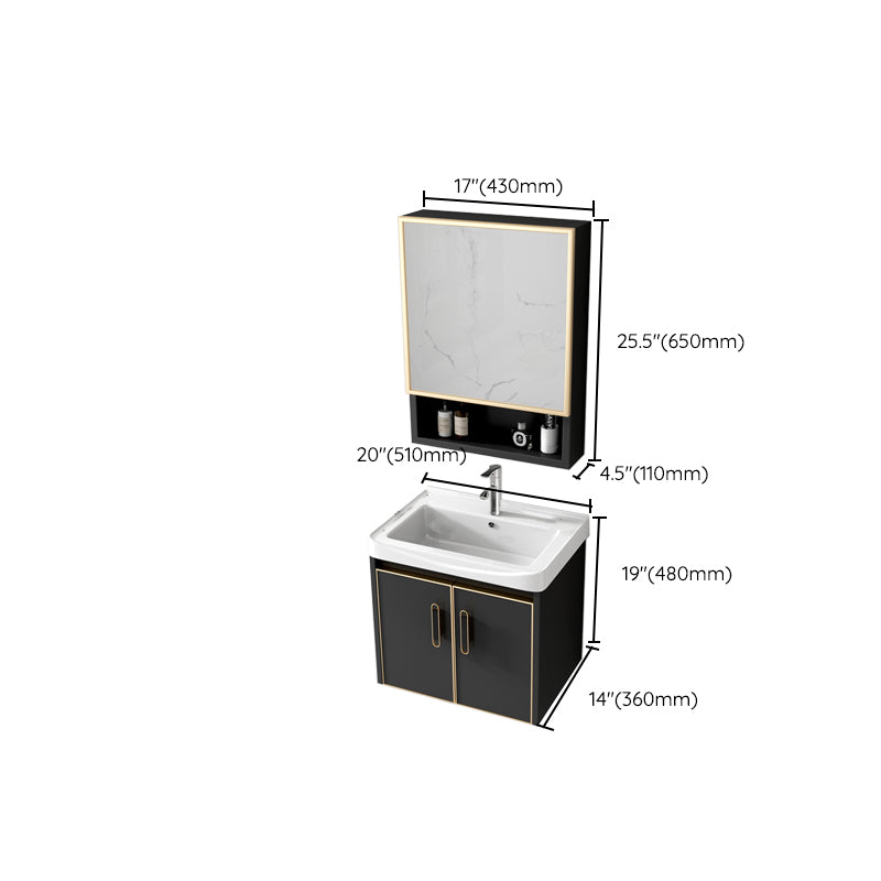 Glam Single Sink Vanity Metal Frame Rectangular Wall Mount Bath Vanity Clearhalo 'Bathroom Remodel & Bathroom Fixtures' 'Bathroom Vanities' 'bathroom_vanities' 'Home Improvement' 'home_improvement' 'home_improvement_bathroom_vanities' 7539216