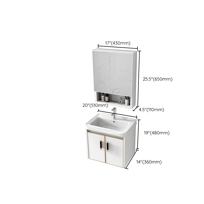 Glam Single Sink Vanity Metal Frame Rectangular Wall Mount Bath Vanity Clearhalo 'Bathroom Remodel & Bathroom Fixtures' 'Bathroom Vanities' 'bathroom_vanities' 'Home Improvement' 'home_improvement' 'home_improvement_bathroom_vanities' 7539217